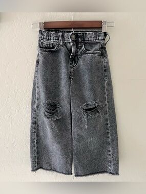 GAP Kids Charcoal Low-Rise Wide-Leg Distressed Jeans